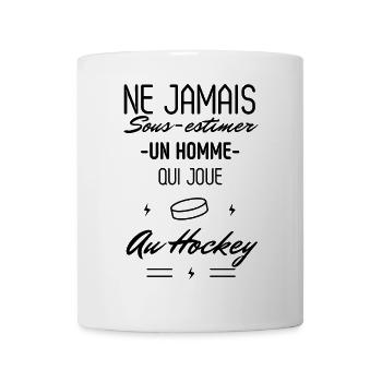 Ne jamais Sous estimer un Homme qui joue au Hockey - Mug blanc - blanc - Devant