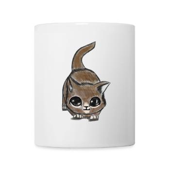 Chat aux grands yeux – motif d’animal mignon - Mug blanc - blanc - Devant
