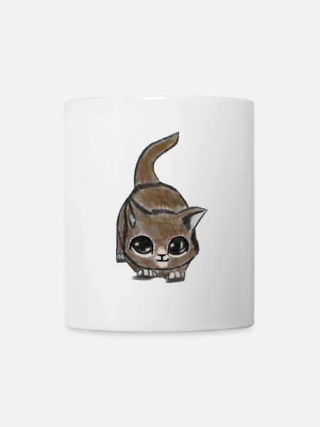 Katze mit großen Augen – süßes Tiermotiv - Tasse - Weiß