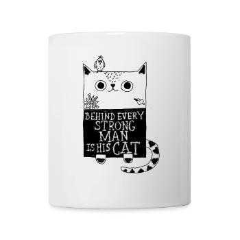 Derrière chaque homme fort se cache son chat... - Mug blanc - blanc - Devant