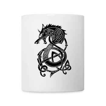 Dragon-loup viking (noir) - Mug blanc - blanc - Devant