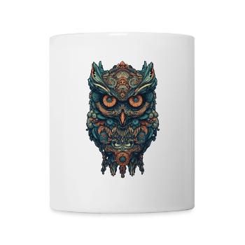Mythique hibou bohème aux motifs surréalistes - Mug blanc - blanc - Devant
