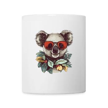 Koala mit roter Sonnenbrille und Blätterkranz - Tasse - Weiß - Vorne