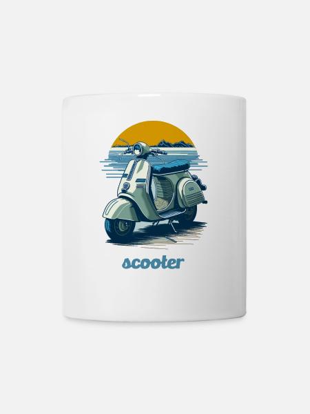 Vintage Scooter mit Bergkulisse - Tasse - Weiß