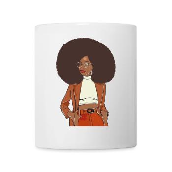 Afro-Chic mit orangefarbenem Blazer - Tasse - Weiß - Vorne