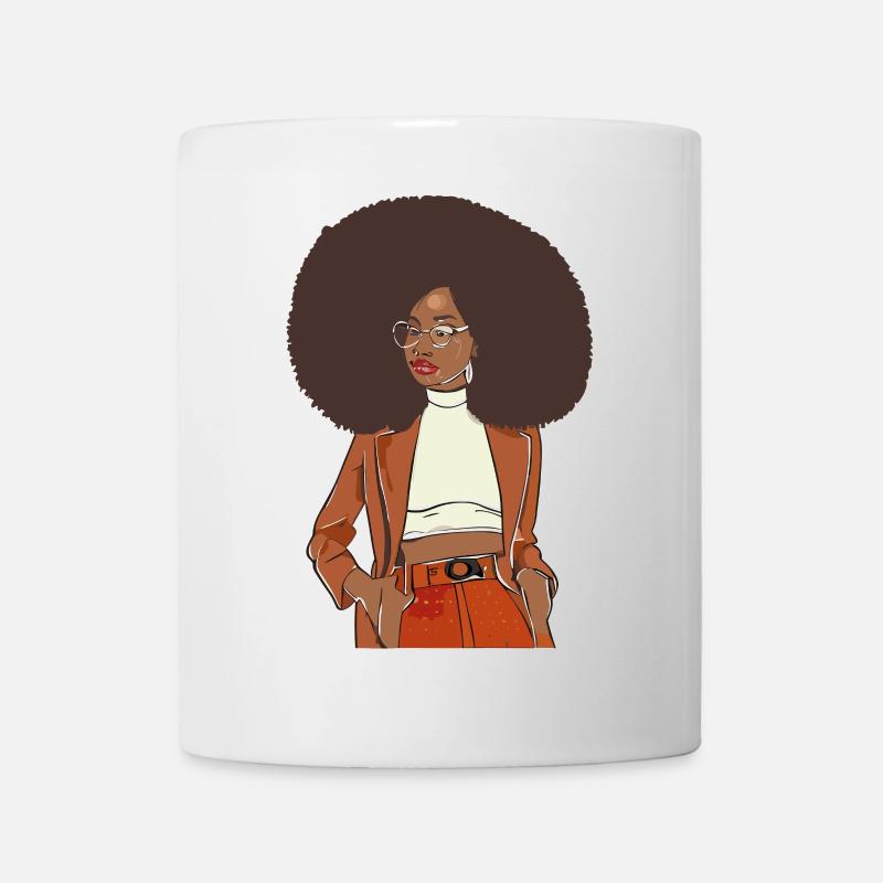 Afro chic with orange blazer - Mug - white
