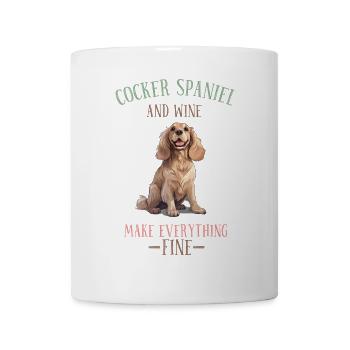 Cocker Spaniel und Wein machen alles fein - Tasse - Weiß - Vorne