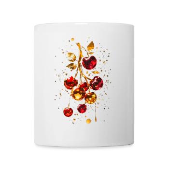 Kirschen mit Gold - Tasse - Weiß - Vorne