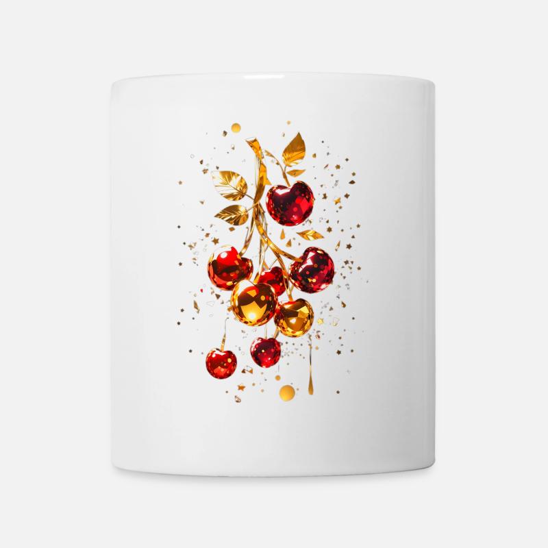 Kirschen mit Gold - Tasse - Weiß