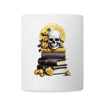 Stack of books with skull - Mug - white - Front