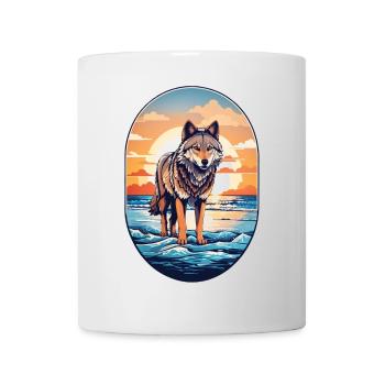 Loup sur la plage - Mug blanc - blanc - Devant