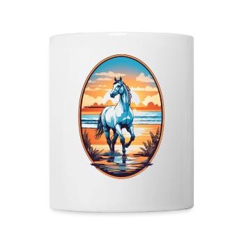 Cheval sur la plage - Mug blanc - blanc - Devant