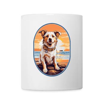 Chien sur la plage - Mug blanc - blanc - Devant