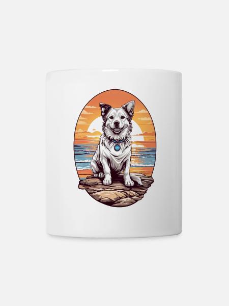 Hund am Strand - Tasse - Weiß