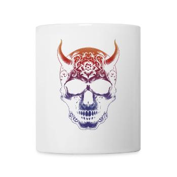 Totenkopf mit Hörnern - Tasse - Weiß - Vorne