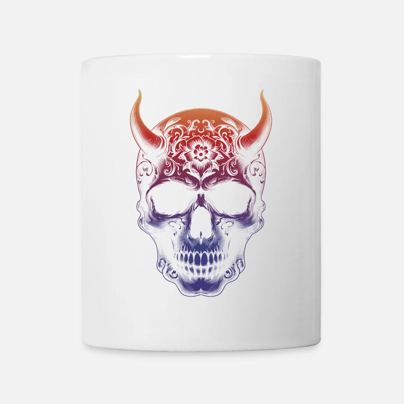 Totenkopf mit Hörnern - Tasse - Weiß