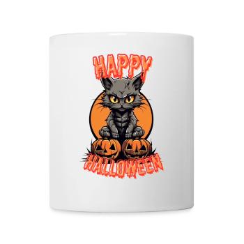 Gruselige Katzen Halloween Illustration - Tasse - Weiß - Vorne