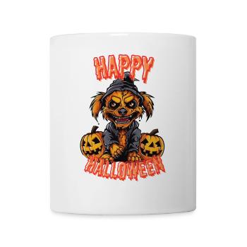 Chien d’Halloween mignon avec des citrouilles - Mug blanc - blanc - Devant
