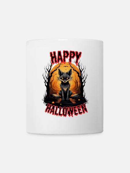 Halloween Schwarzwolf Motiv - Tasse - Weiß
