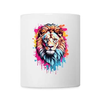Tête de lion colorée - Mug blanc - blanc - Devant