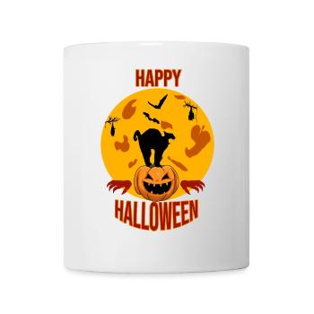 happy halloween katze mond kürbis - Tasse - Weiß - Vorne