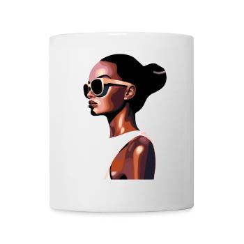 Stilvolles modernes Porträt mit Sonnenbrille - Tasse - Weiß - Vorne