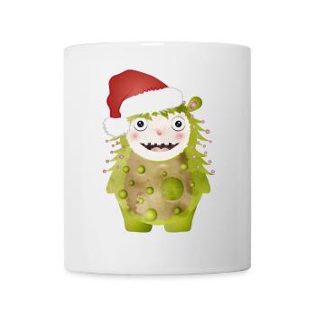 Cheerful green monster celebrating Christmas - Mug - white - Front