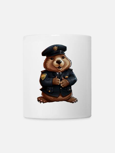 Biber Polizei - Tasse - Weiß
