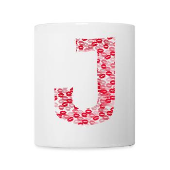 Lettre J - bisous shirt - Mug blanc - blanc - Devant