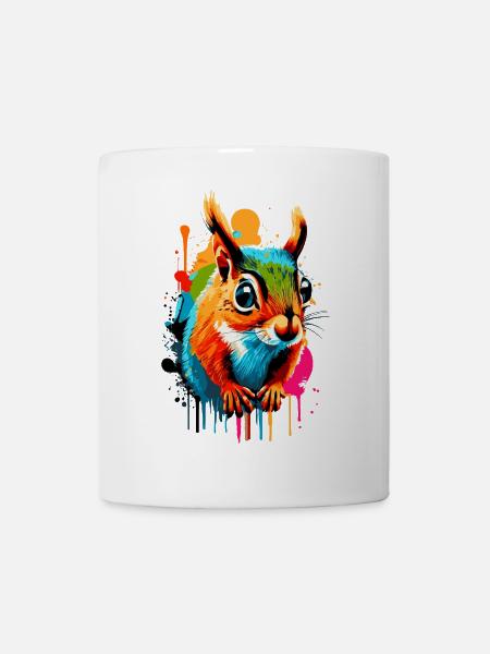 Eichhörnchen Sciurus - Squirrel Farbenfroh - Tasse - Weiß