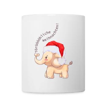Fröhlicher Elefant zu Weihnachten - Tasse - Weiß - Vorne