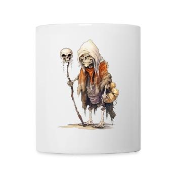 Magicien osseux avec bâton de crâne – Fantasy - Mug blanc - blanc - Devant