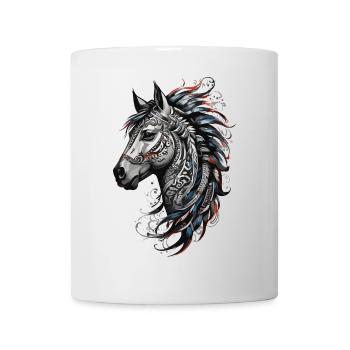 Horse Head Majestic Tribal Horse Tattoo - Mug - white - Front