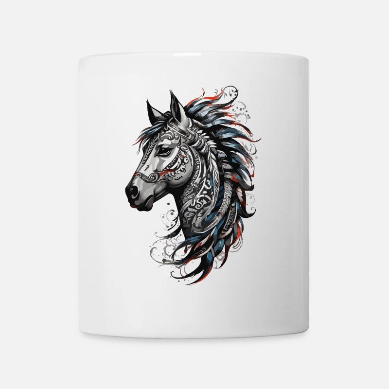Tête de Cheval Tatouage Tribal Majestueux Cheval - Mug blanc - blanc