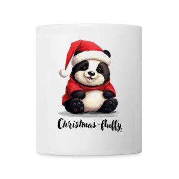 Christmas, Panda bear, chubby panda, fluffy - Mug - white - Front