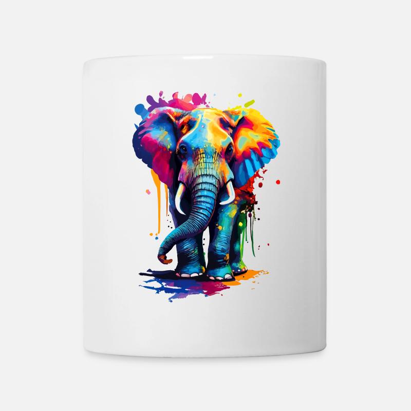 Elefant Farbenfroh - Stosszähne Elefant Rüsseltier - Tasse - Weiß