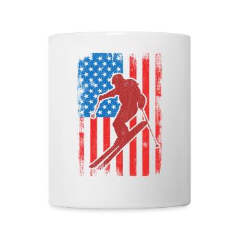 USA Patriotischer Skifahrer - Tasse - Weiß - Vorne