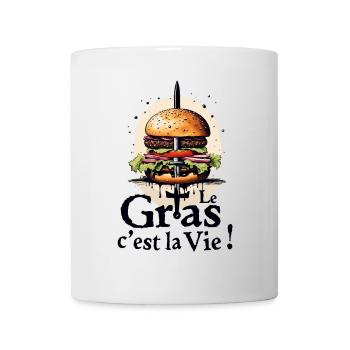 Le gras cest la vie ! Karadoc burger, légende de C - Mug blanc - blanc - Devant