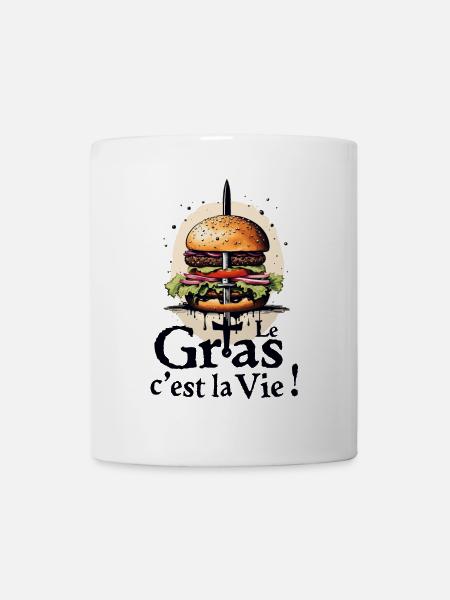 Le gras cest la vie ! Karadoc burger, légende de C - Mug blanc - blanc