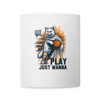 Cadeau de cheveux longs de chat de basket-ball - Mug blanc - blanc - Devant