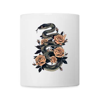 Schlange und Rose Dark Art Design - Tasse - Weiß - Vorne