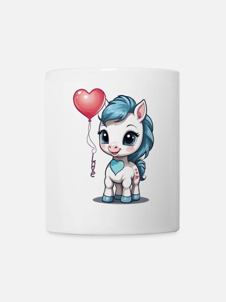 Süßes Pony mit Herz - Tasse - Weiß
