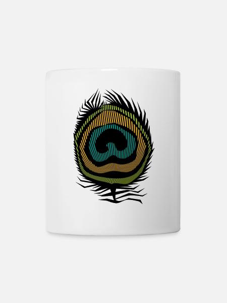Plume de paon psychédélique Peacock Bohème Chic 2024 - Mug blanc - blanc