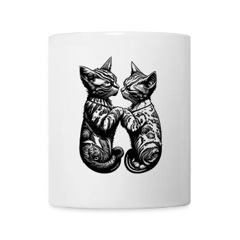 Verliebte küssende Katzen - Tasse - Weiß - Vorne