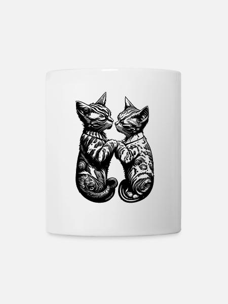 Verliebte küssende Katzen - Tasse - Weiß