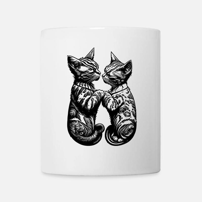 Verliebte küssende Katzen - Tasse - Weiß