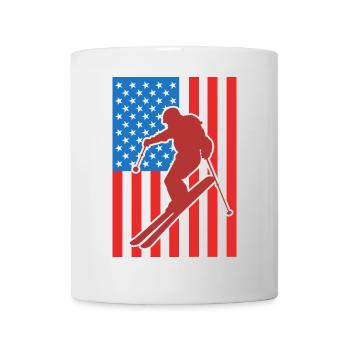 Skiing USA Flag - Mug - white - Front