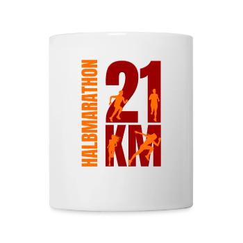 21 KM - Halbmarathon - Tasse - Weiß - Vorne