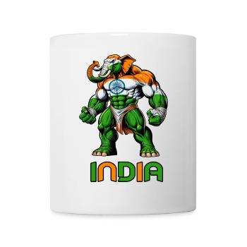 Motif du drapeau indien en forme d'éléphant - Mug blanc - blanc - Devant