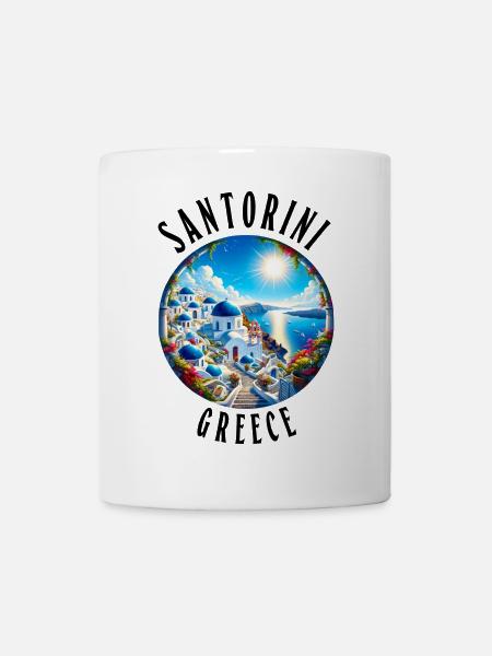 Vacances à Santorin en Grèce sur l'île grecque - Mug blanc - blanc